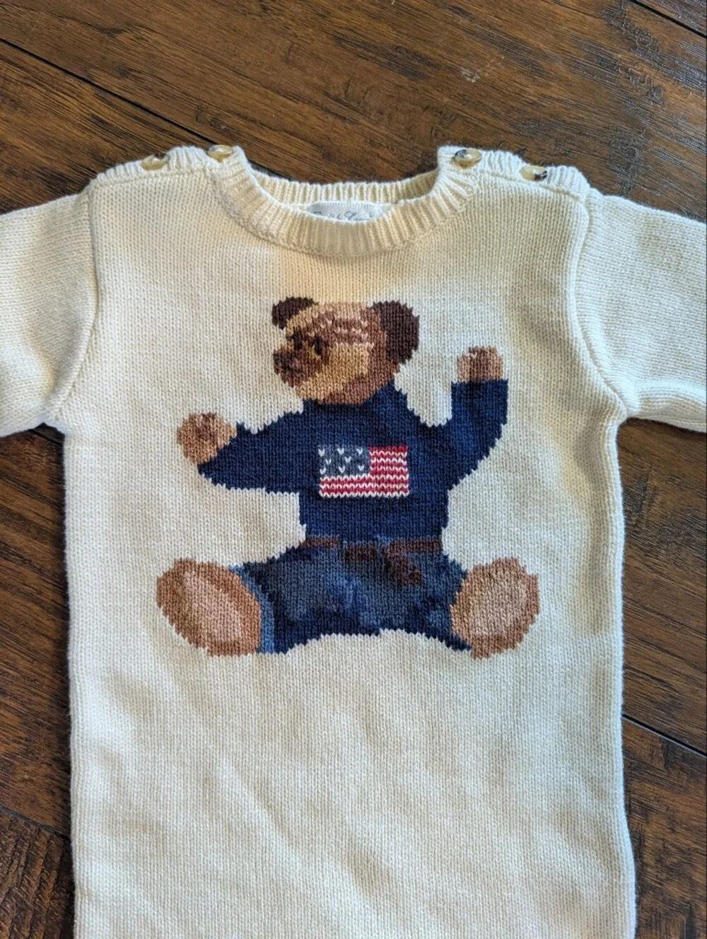 ☃️EUC Ralph Lauren Cotton Knit Long Sleeve Unisex Wear Sweater Onesie, 0-6 Month